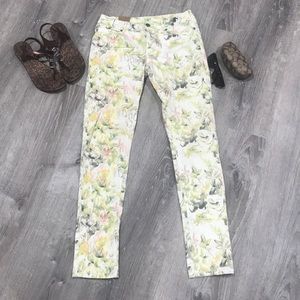 White floral jeans